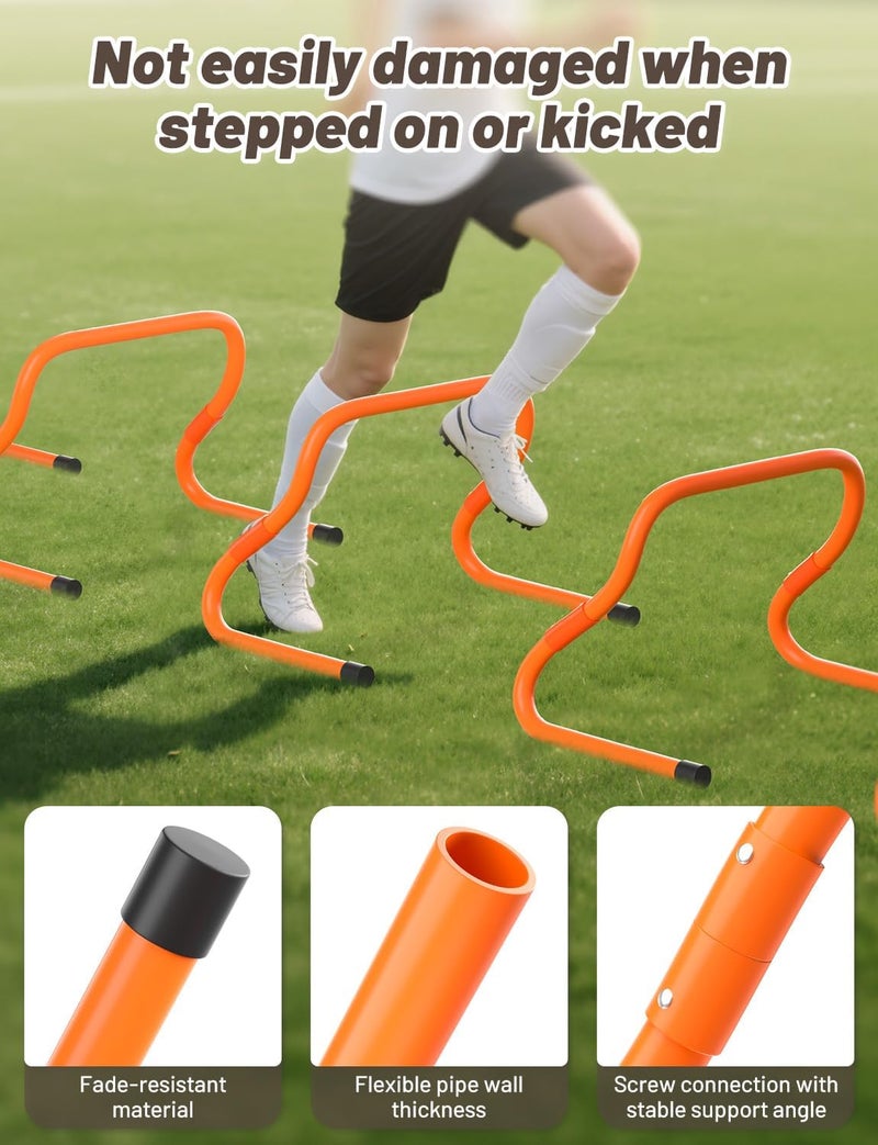 GHB Agility Hurdles 5/6 Pack Foldable Speed Agility Training Hurdles Adjustable Sturdy Hurdles Training Equipment Set with Carry Bag for Amateur, Athletes, Soccer, Basketball - Image 4